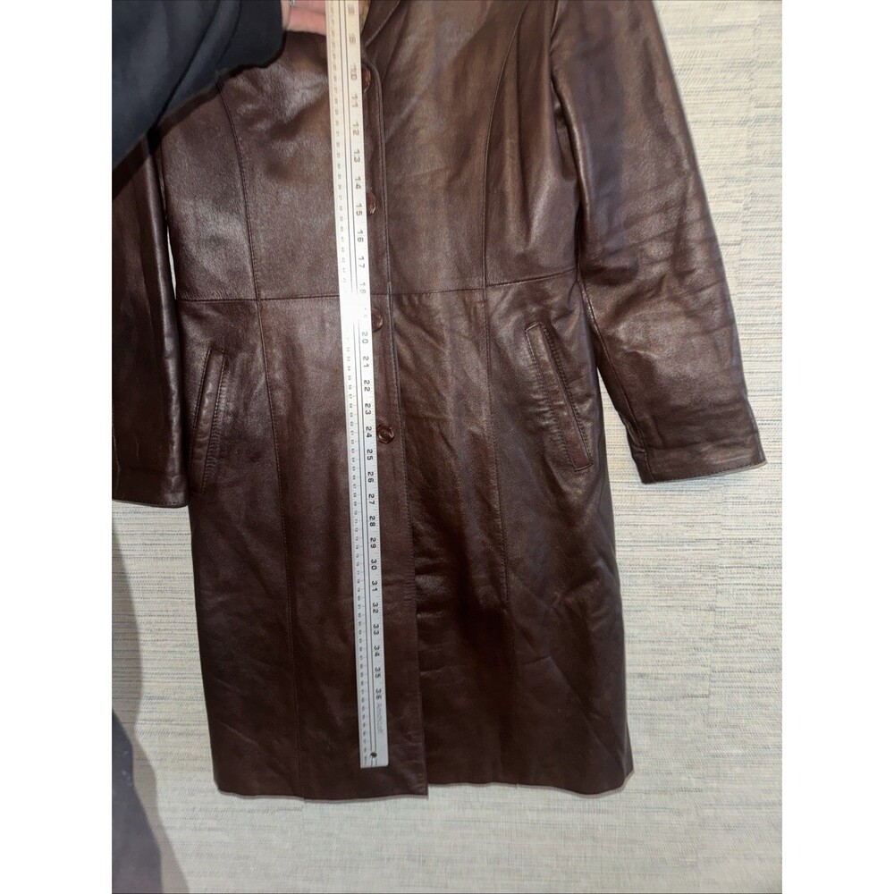 Vintage Lambskin Leather Trenchcoat Brown Women's Size M - Picture 3 of 8